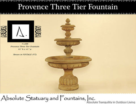 Provence Three Tier Fountain or with pond and riser option