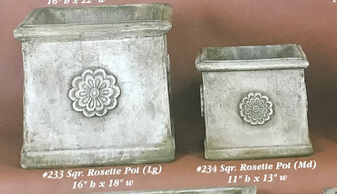 #233 Sq. Rosette Pot lg