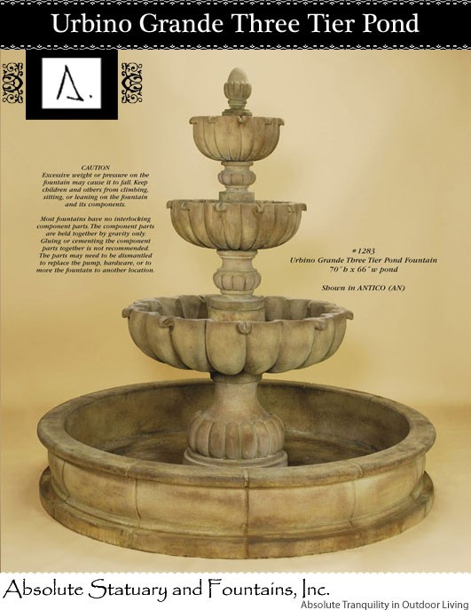 Urbino Grande Three Tier Pond Fountain