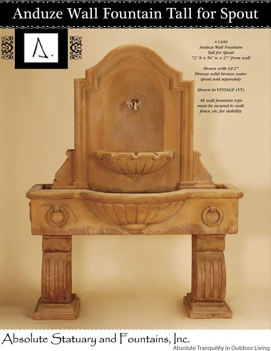 Anduze Wall Fountain Tall for Spout
