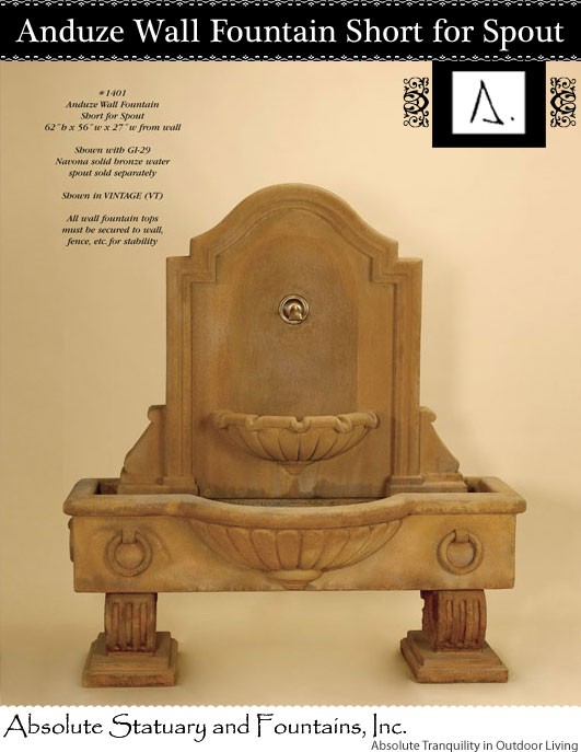 Anduze Wall Fountain Short for Spout