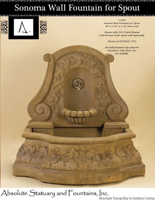 Sonoma Wall Fountain for Spout