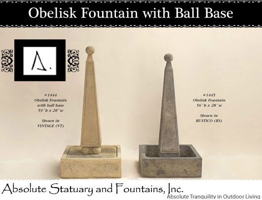 Obelisk Fountain with Ball Base