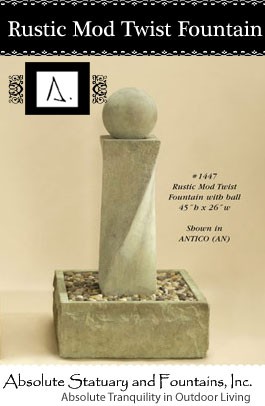 Rustic Mod Twist Fountain with Ball