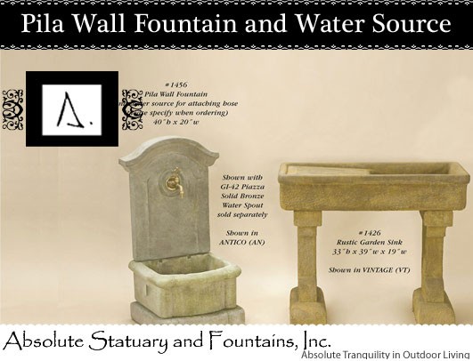 Pila Wall Fountain and Water Source  for Attaching Base