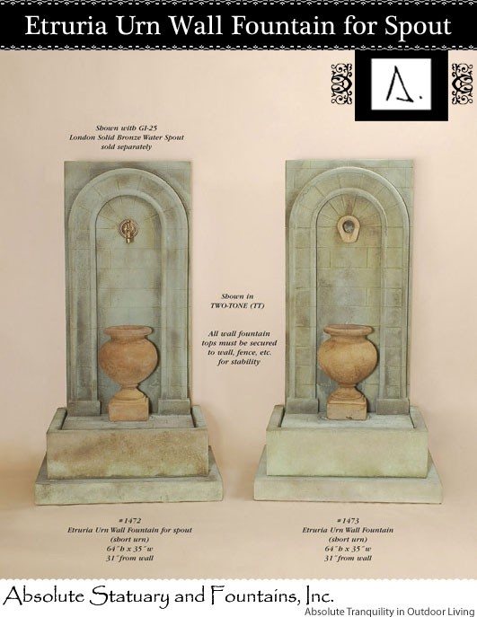 Etruria Urn Wall Fountain for Spout(Short Urn)