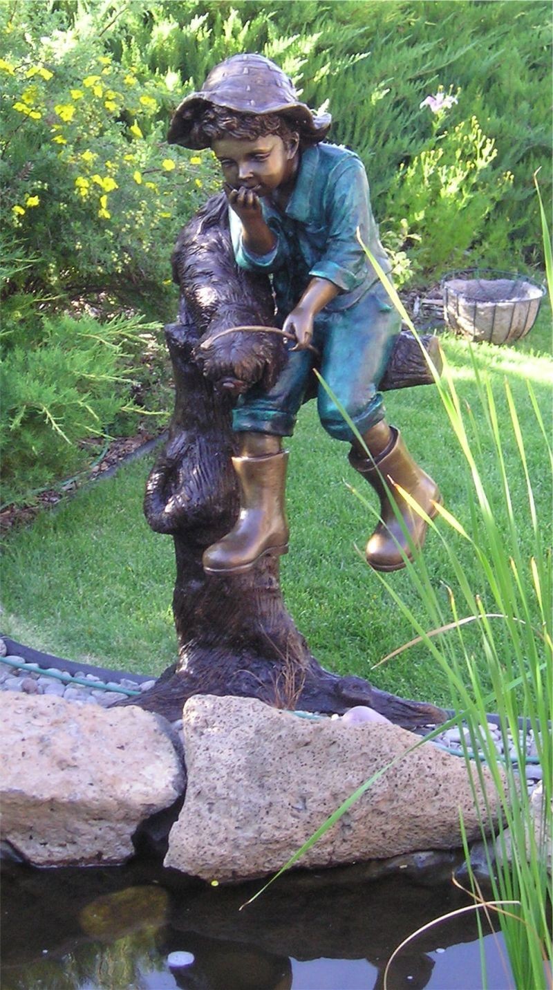 "Fishing buddies"- boy& dog fishing