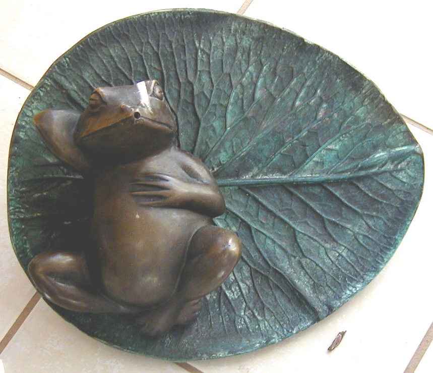 Lounging frog on lotus leaf