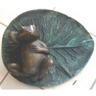 Lounging frog on lotus leaf