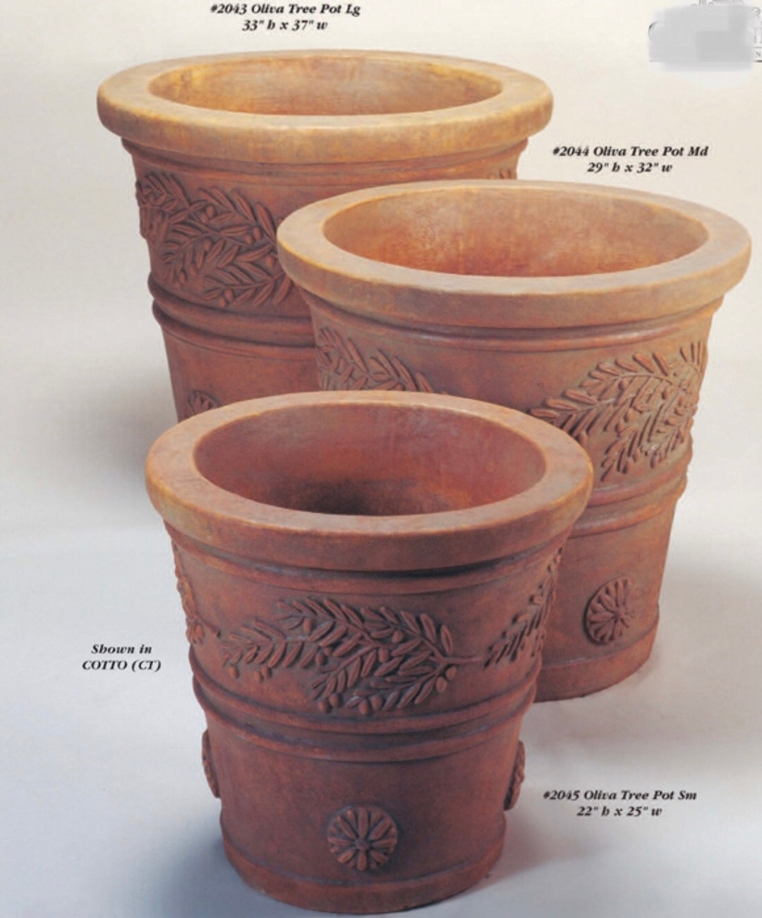 Olivia Tree Pots Sm, Med, Lg.