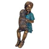 "Puppy Kisses" Sitting Girl Statue