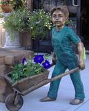 "Wheelbarrow Willie" Garden Helper statue